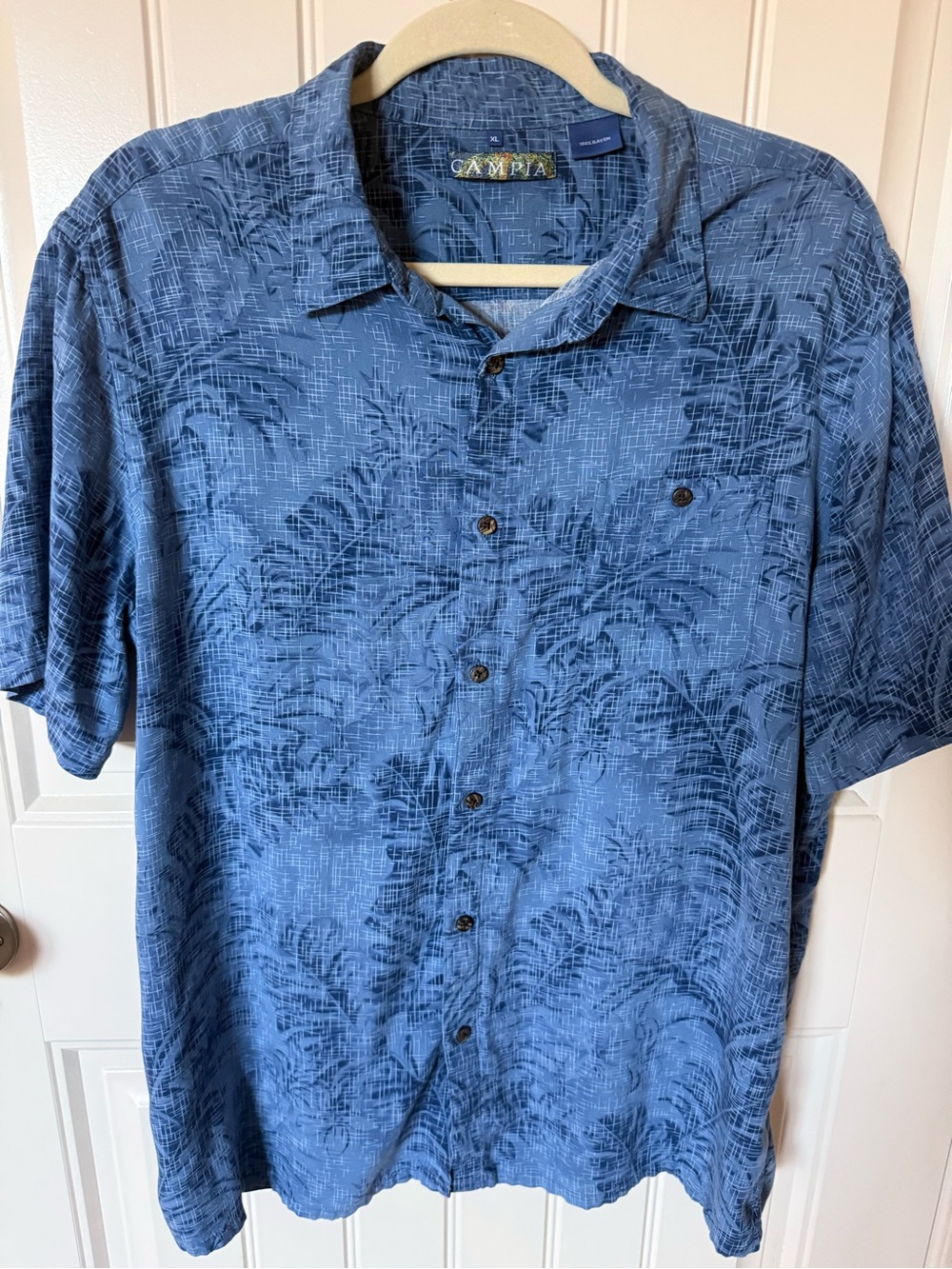 Men’s Blue Short-Sleeve Camp Shirt